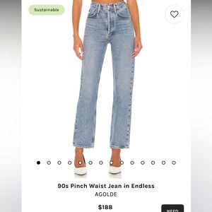 Agolde 90s Pinch Waist Jeans Brand New